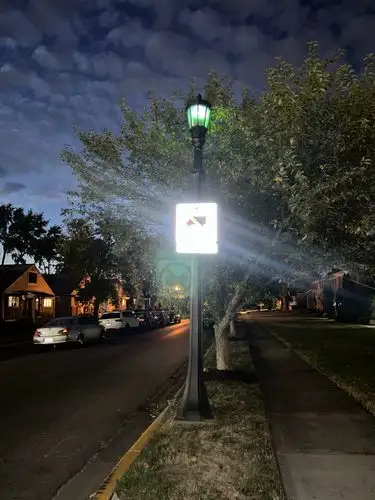 Twilight's quiet glow lights up the street.